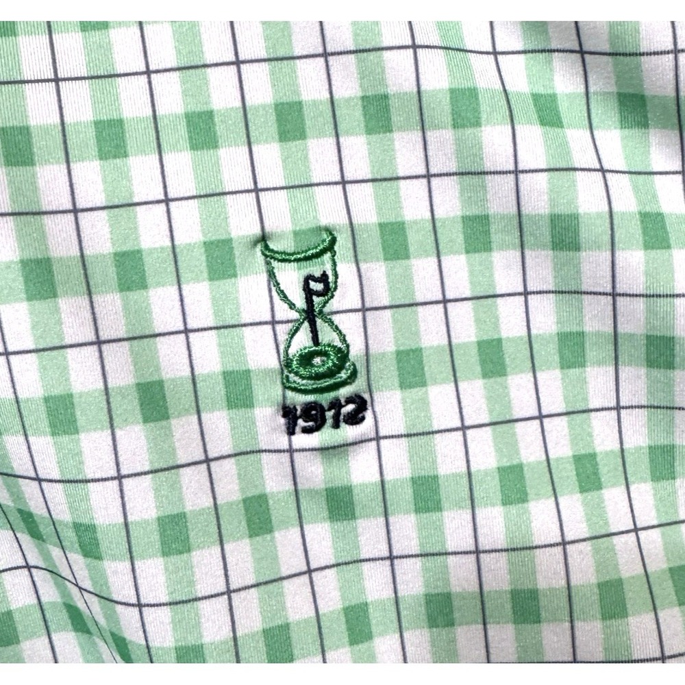 Footjoy Polo Shirt XL Green Plaid Pocket Idle Hour Golf Stretch Performance